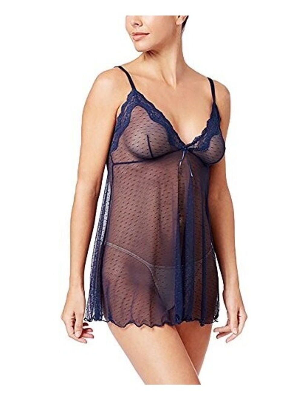 Heidi Klum Womens Dotted-Mesh Babydoll Size L